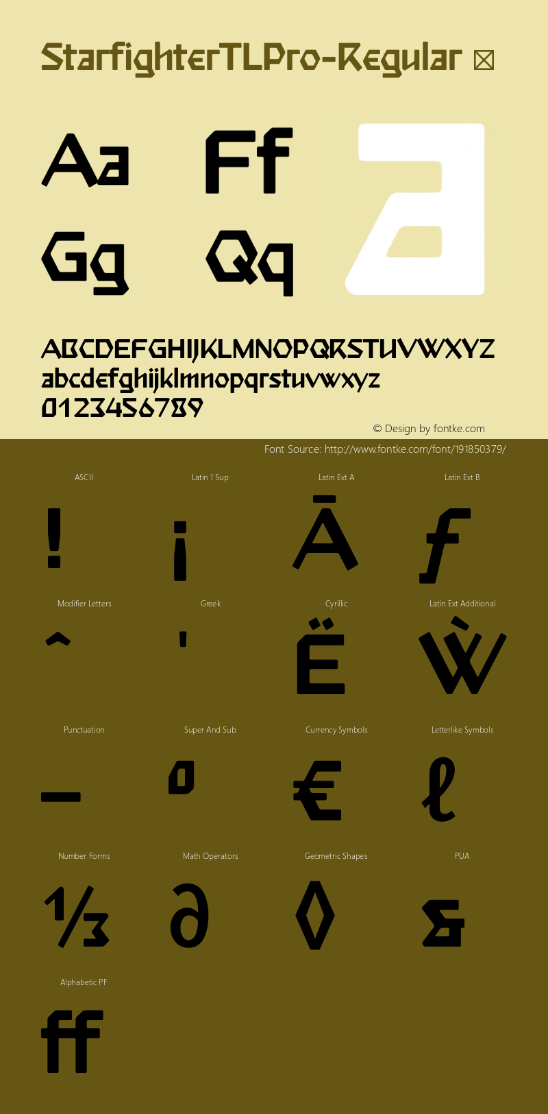 ☞StarfighterTLPro-Regular Version 1.00; 2012;com.myfonts.tilde.starfighter.tl-pro-regular.wfkit2.3UiE图片样张