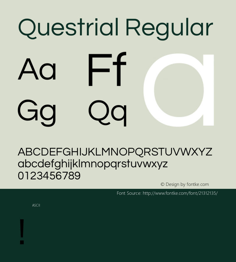 Questrial Regular  Font Sample