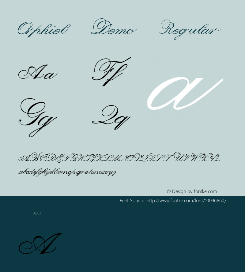 Orphiel Demo Regular Macromedia Fontographer 4.1.4 10/21/01 Font Sample