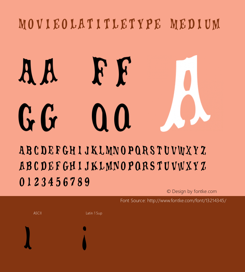 Movieolatitletype Medium Version 001.000 Font Sample