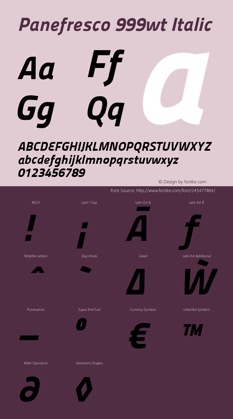 Panefresco 999wt Italic Version 1.001图片样张