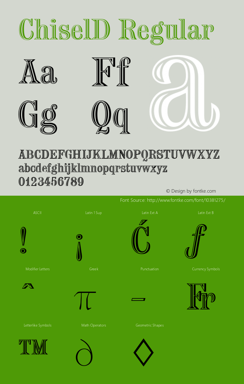 ChiselD Regular Version 001.005 Font Sample