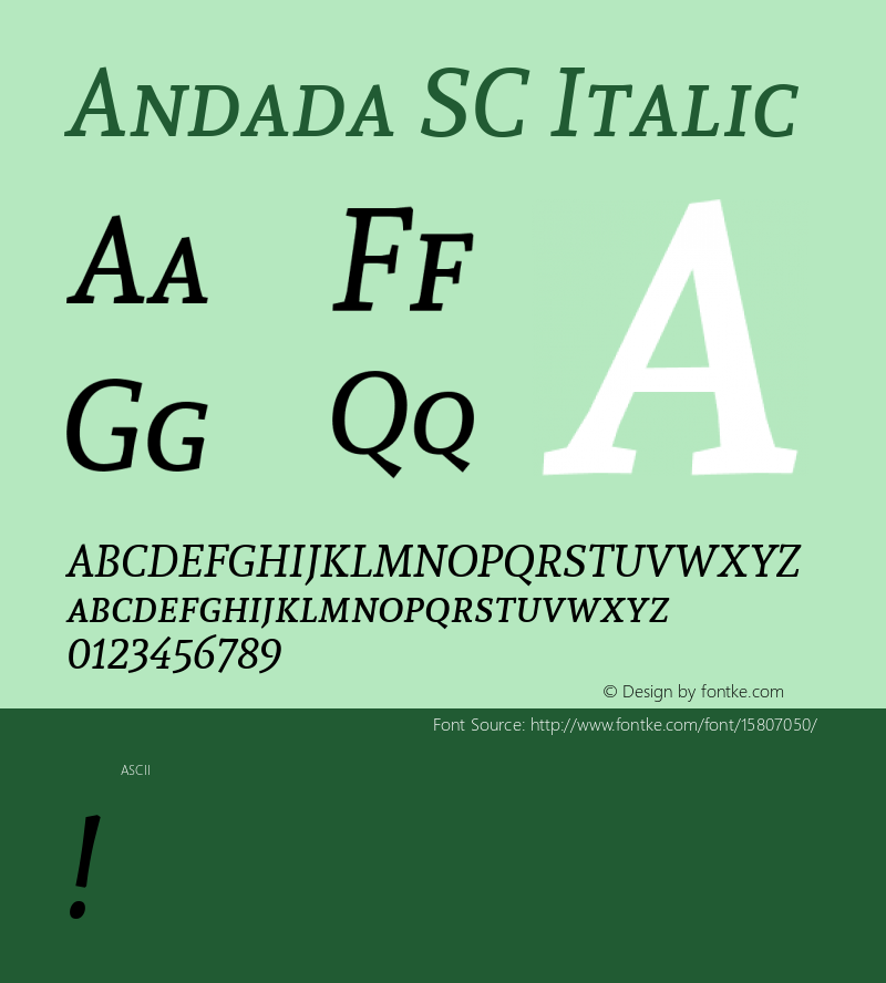 Andada SC Italic Version 1.003; ttfautohint (v1.4.1) Font Sample