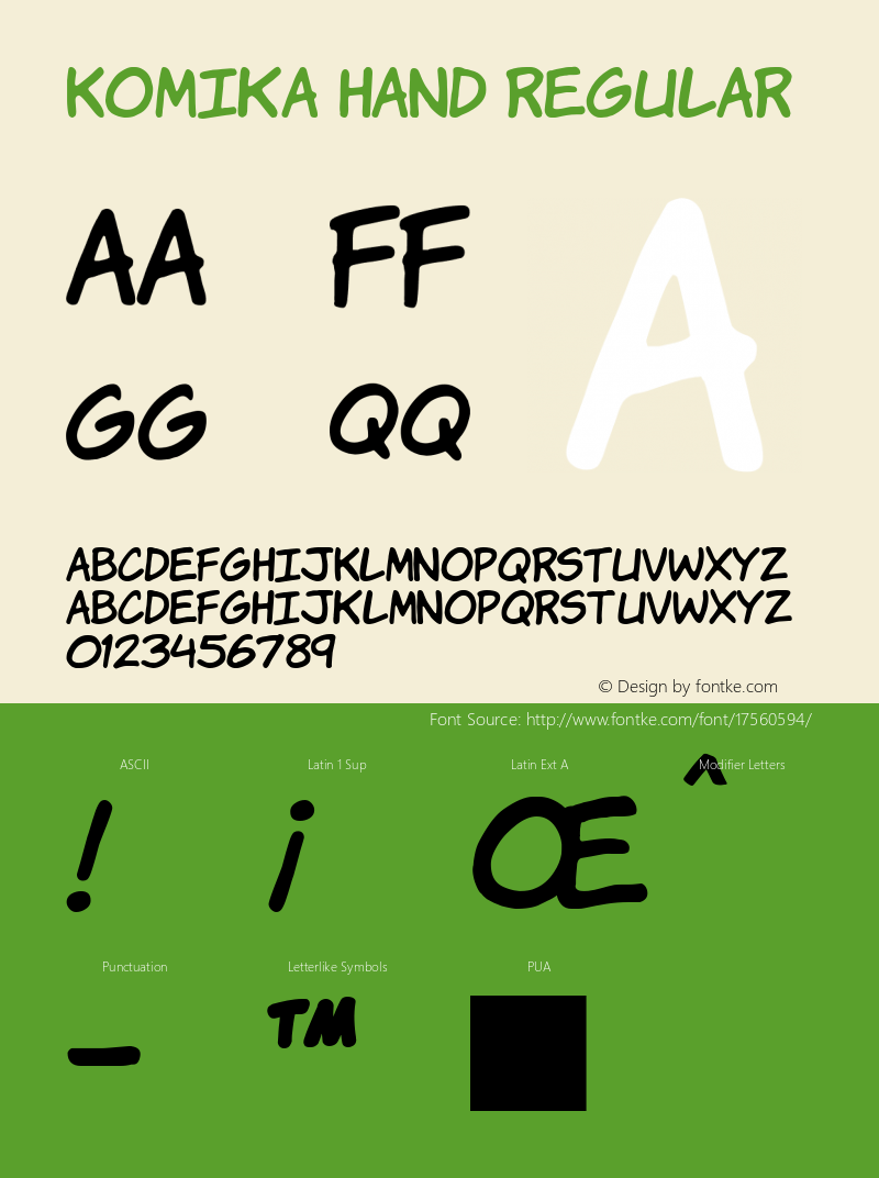 Komika Hand Regular 2.0 Font Sample