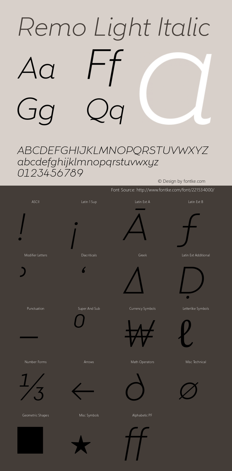 Remo Light Italic Version 4.001图片样张