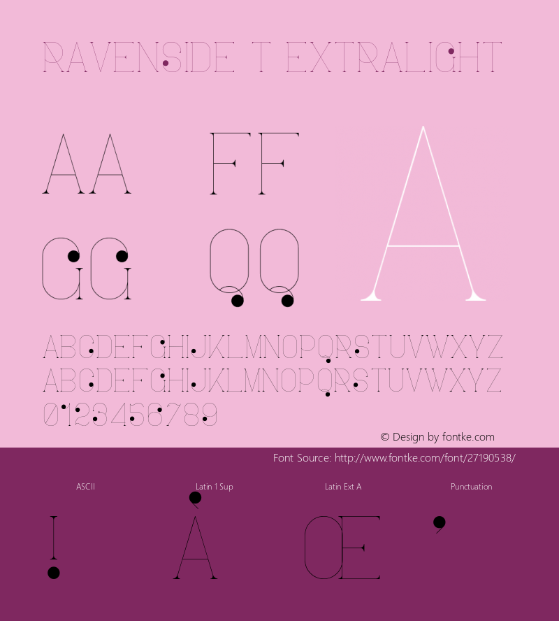 Ravenside-TExtralight Version 1.002;Fontself Maker 3.0.0-3 Font Sample