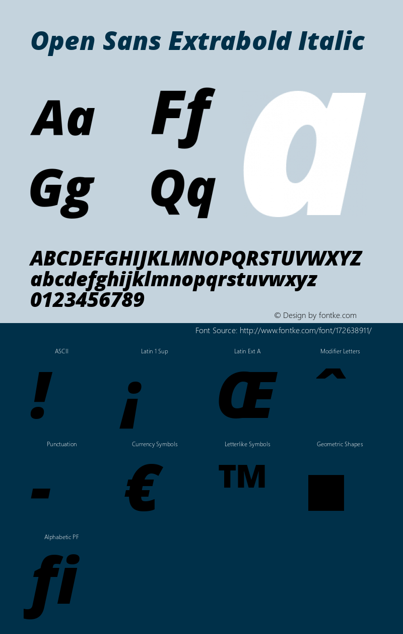 Open Sans Extrabold Italic Version 1.10图片样张