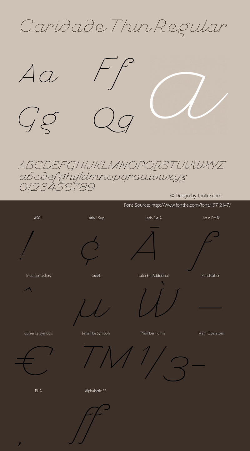 Caridade Thin Regular Version 1.00 Font Sample