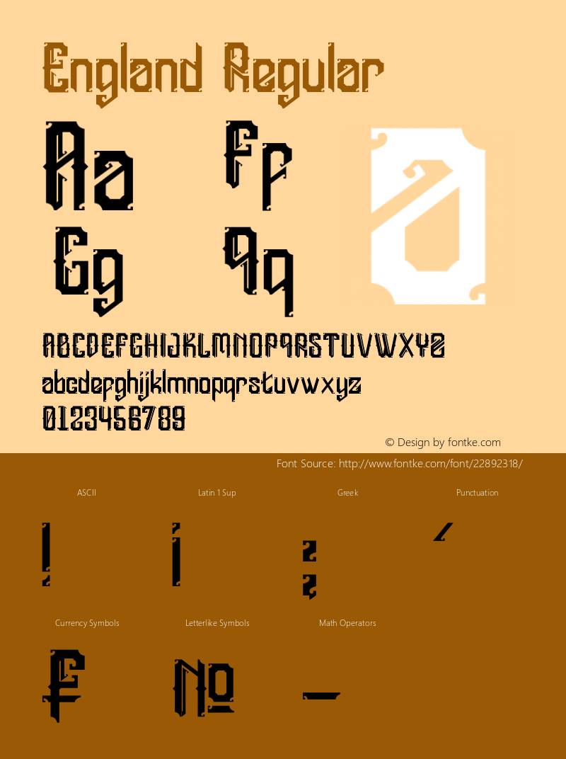 England Version 1.00 August 20, 2013, initial release Font Sample