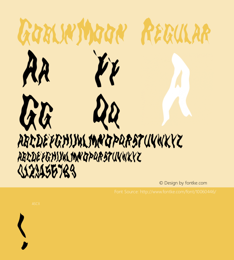 GoblinMoon Regular Macromedia Fontographer 4.1 10/14/96 Font Sample