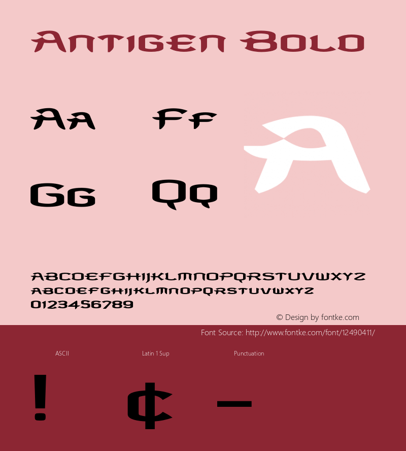 Antigen Bold Version 1.100;PS 001.001;hotconv 1.0.38 Font Sample