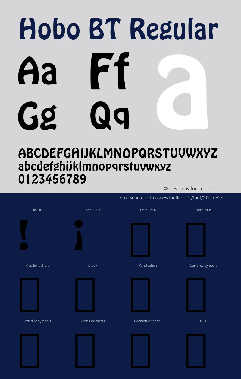 Hobo BT Regular Version 2.001 mfgpctt 4.4 Font Sample