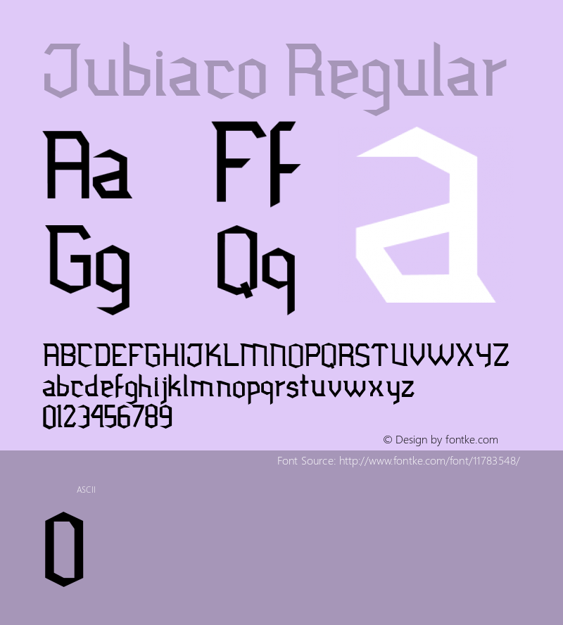 Jubiaco Regular Macromedia Fontographer 4.1.2 3/8/11 Font Sample