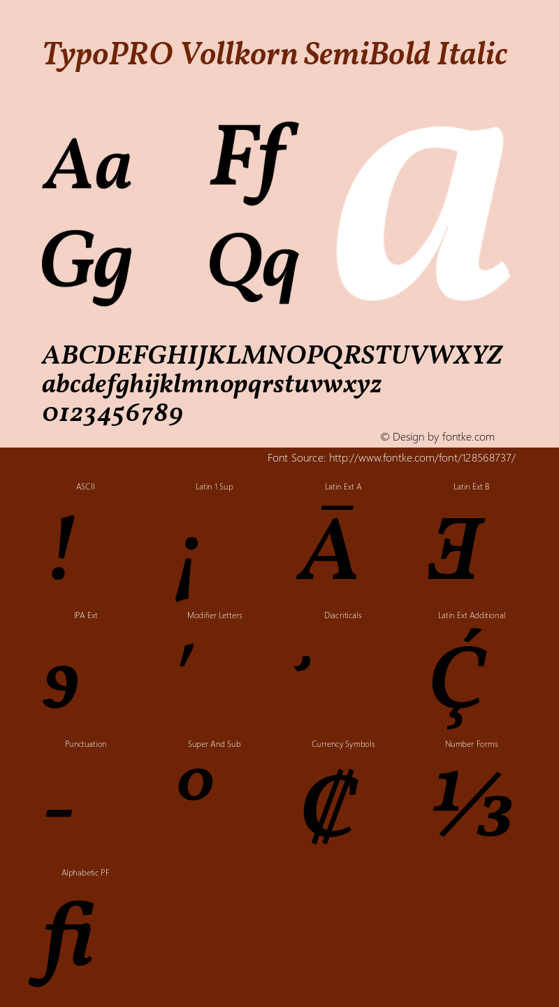 TypoPRO Vollkorn SemiBold Italic Version 5.000; ttfautohint (v1.8.3) Font Sample