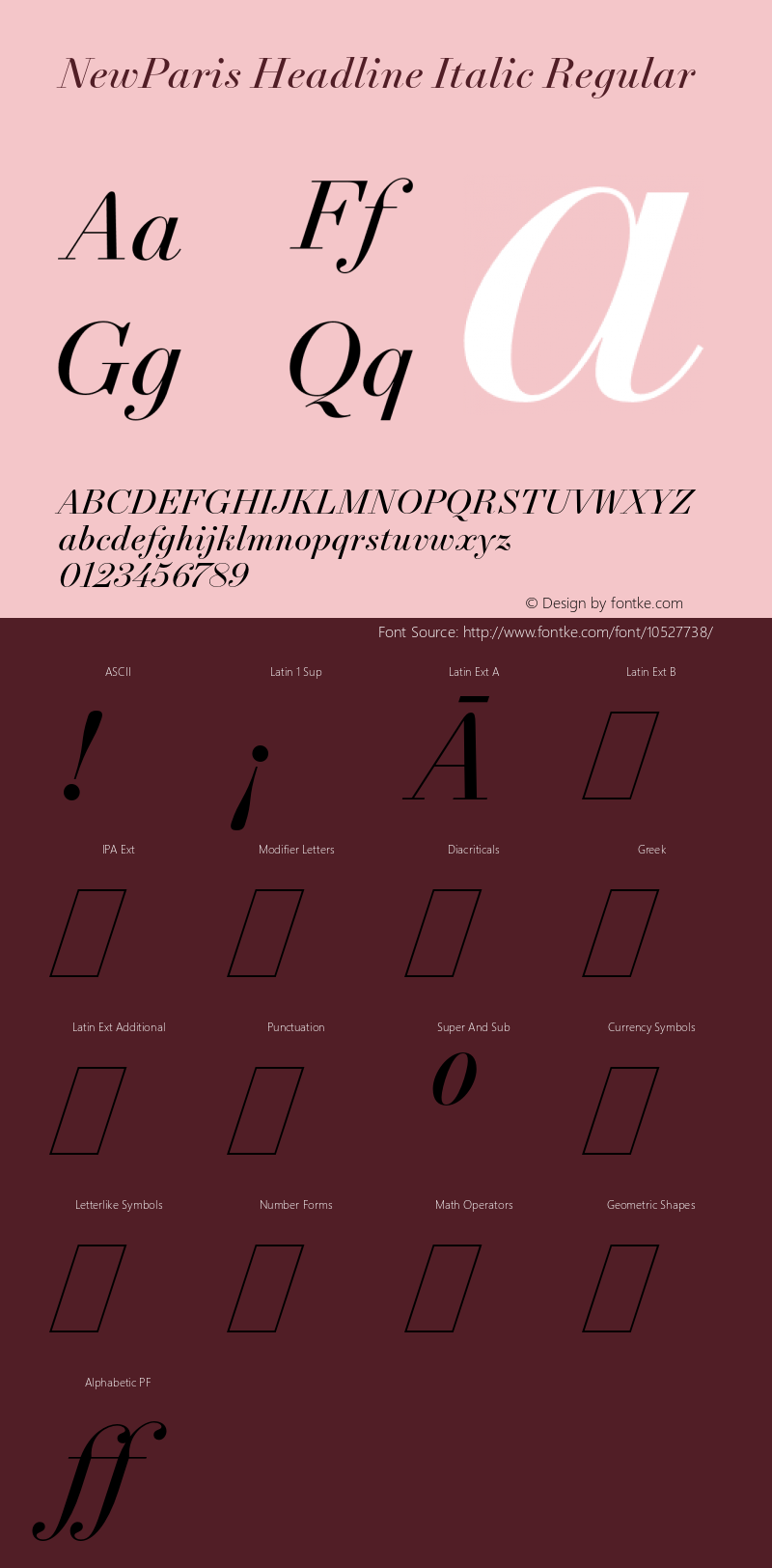 NewParis Headline Italic Regular Version 2.001 Font Sample