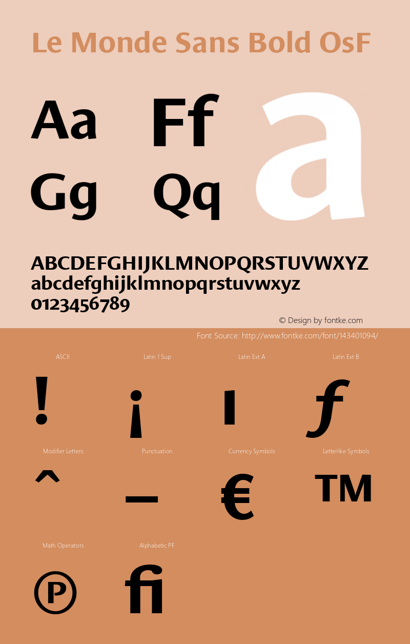 Le Monde Sans Bold OsF 001.000 Font Sample