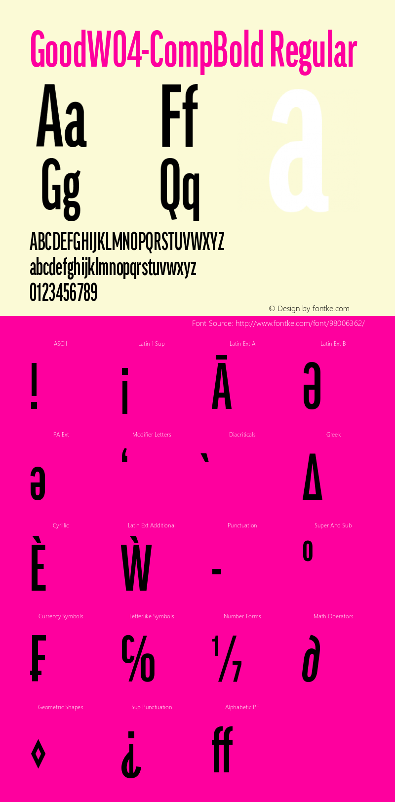 Good W04 Comp Bold Version 7.504 Font Sample