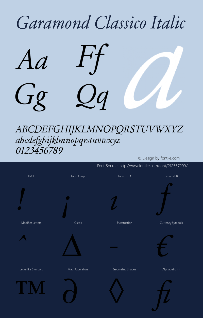 Garamond Classico Italic Version 1.10图片样张