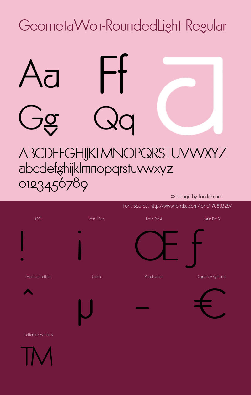 GeometaW01-RoundedLight Regular Version 1.00 Font Sample