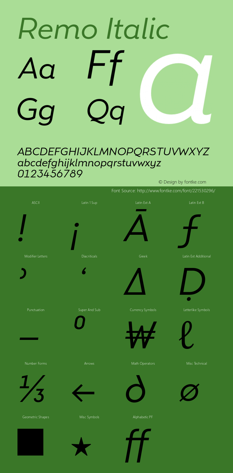 Remo-NormalItalic Version 4.001图片样张