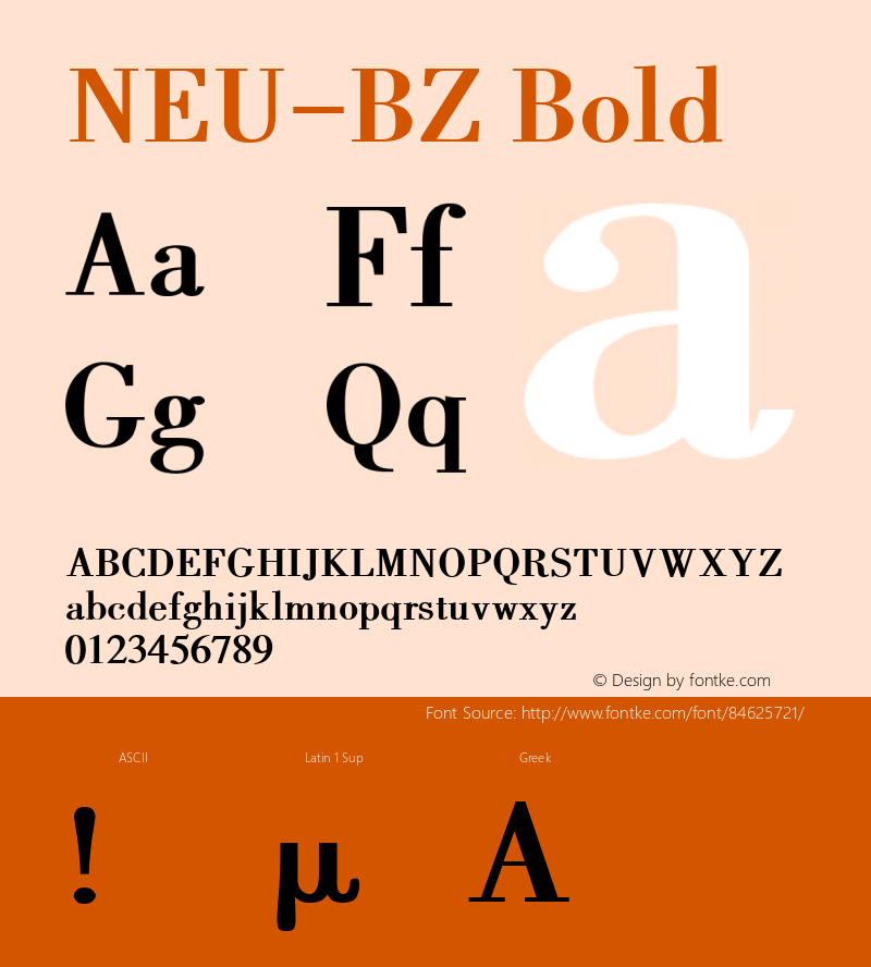 NEU-BZ Bold 2.0 Font Sample