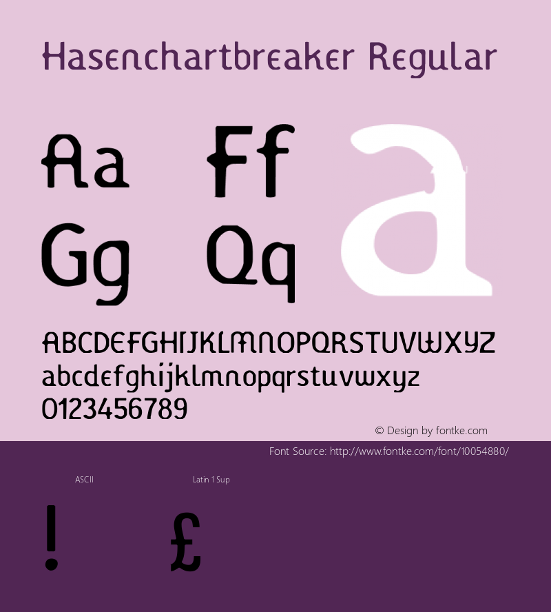 Hasenchartbreaker Regular 1.1  21.09.99 Font Sample
