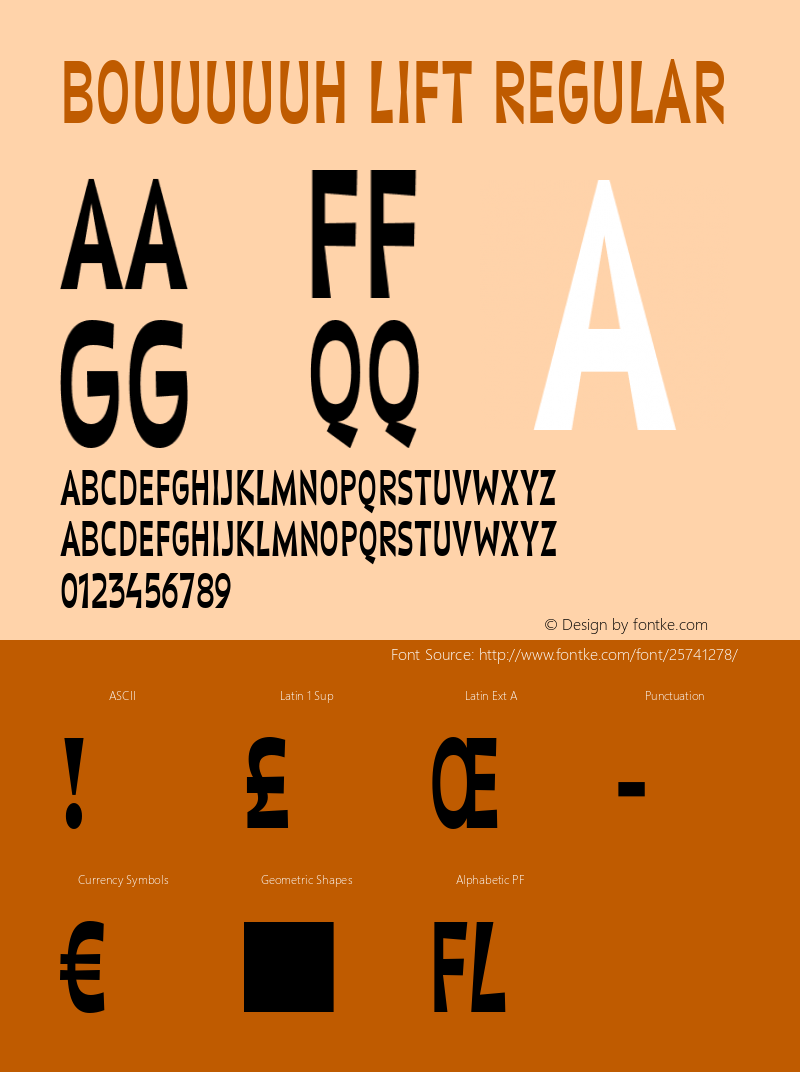 Bouuuuuh Lift Regular 1.000 Font Sample