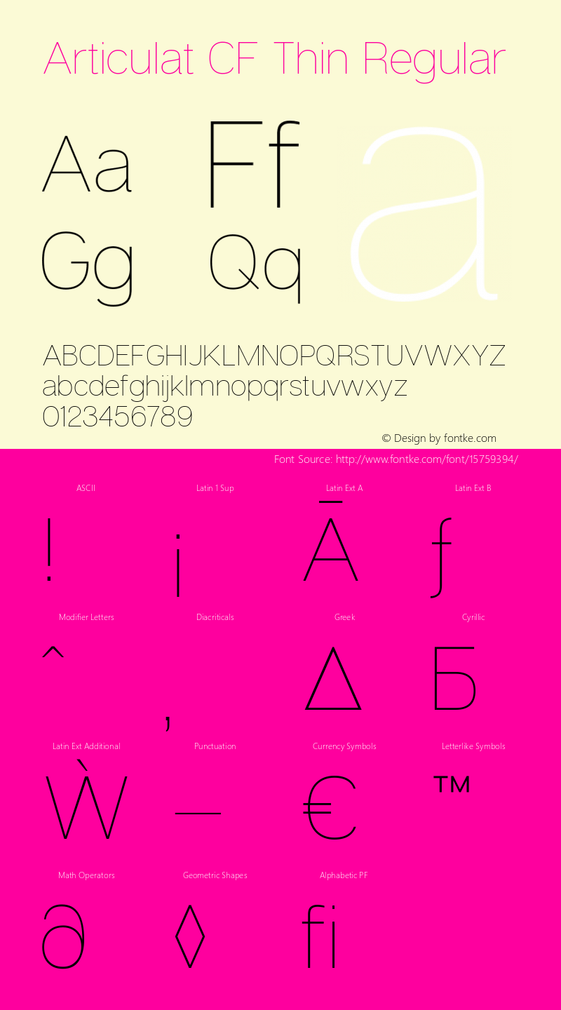 Articulat CF Thin Regular Version 1.030 Font Sample