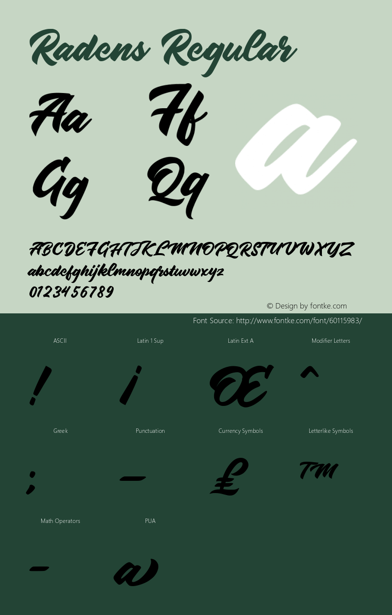 Radens Version 1.00;March 28, 2020;FontCreator 11.5.0.2427 32-bit Font Sample