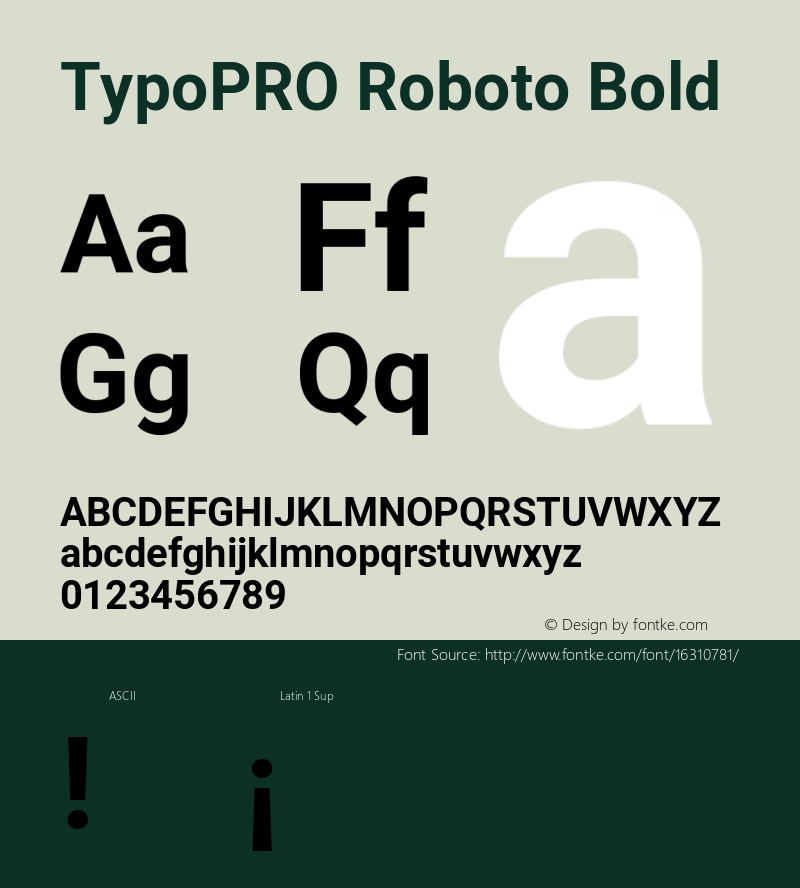 TypoPRO Roboto Bold Version 2.001047; 2015 Font Sample
