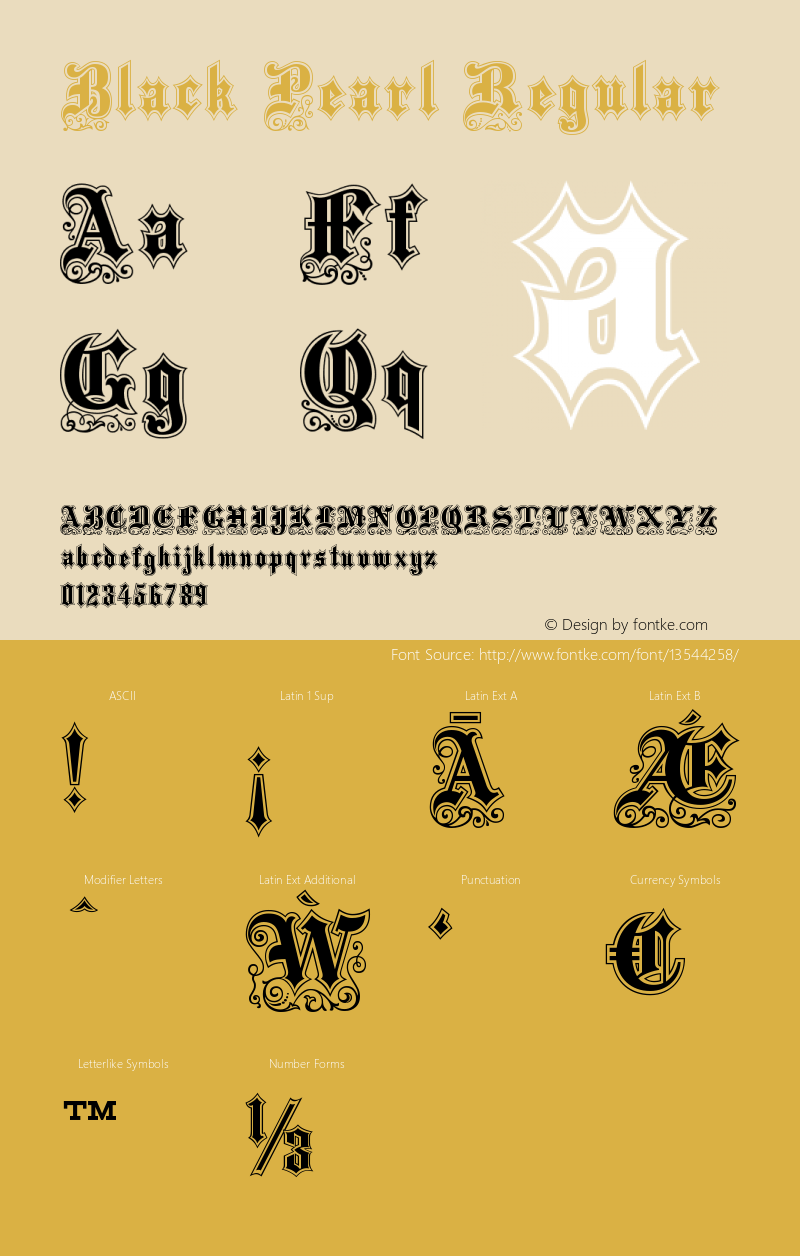 Black Pearl Regular Version 1.001 Font Sample