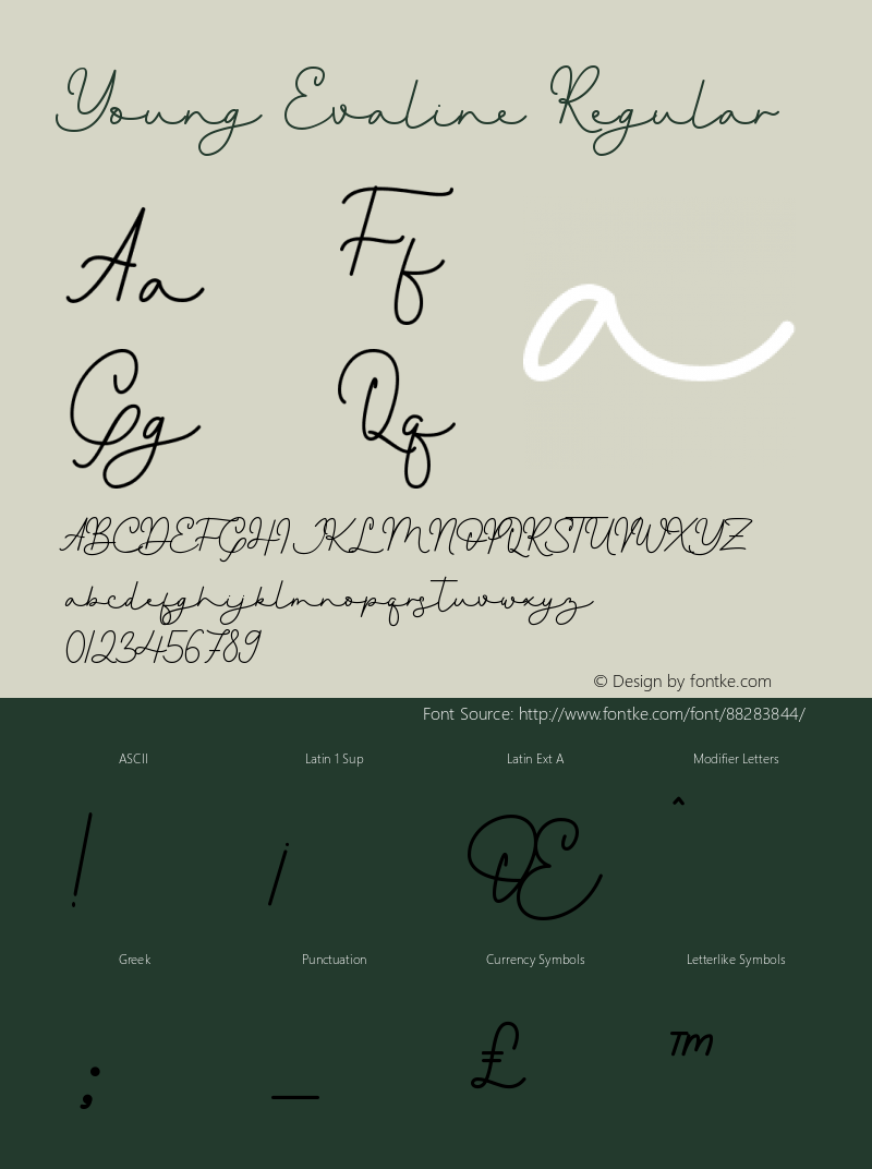 Young Evaline Version 1.00;December 6, 2020;FontCreator 13.0.0.2683 64-bit Font Sample