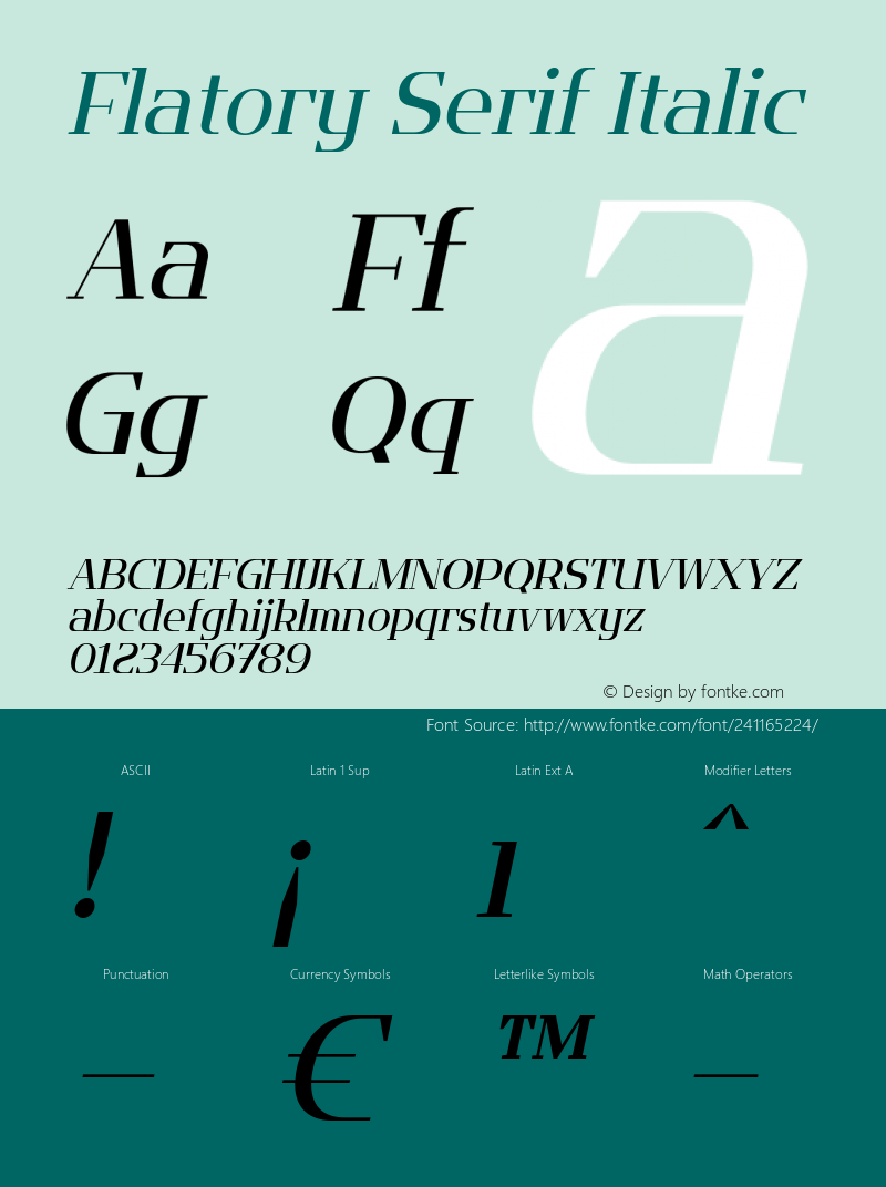 Flatory Serif Italic Version 1.00图片样张