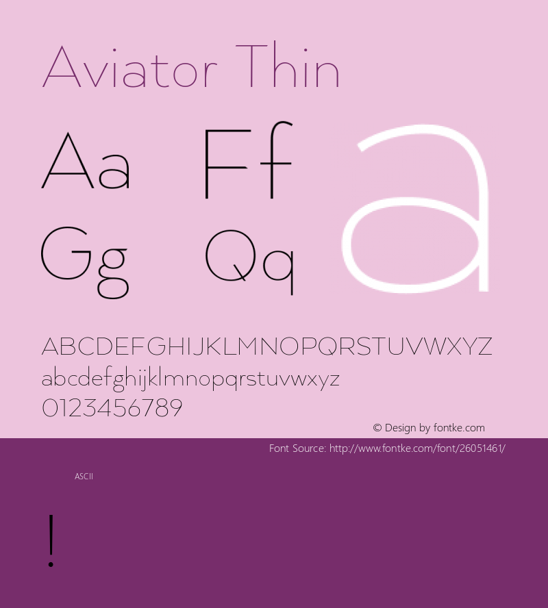 Aviator Thin Version 1.000 Font Sample