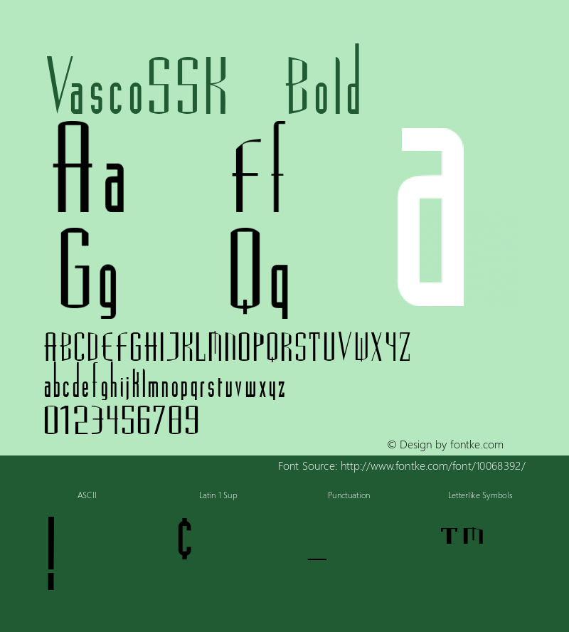 VascoSSK Bold Macromedia Fontographer 4.1 8/14/95 Font Sample