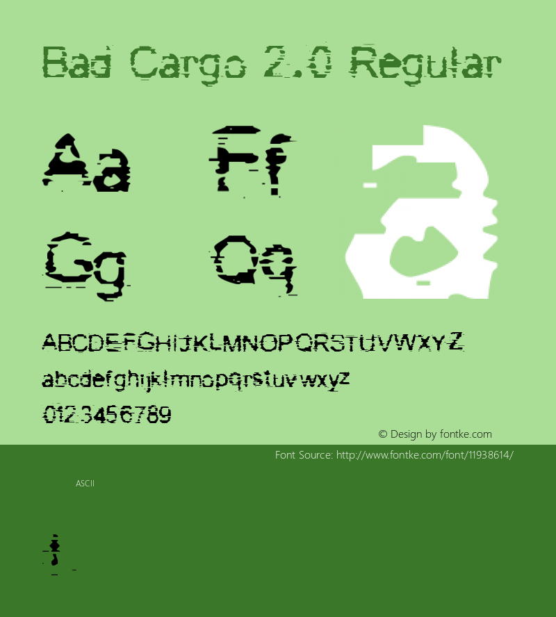 Bad Cargo 2.0 Regular 2001; 1.0, a bad release Font Sample