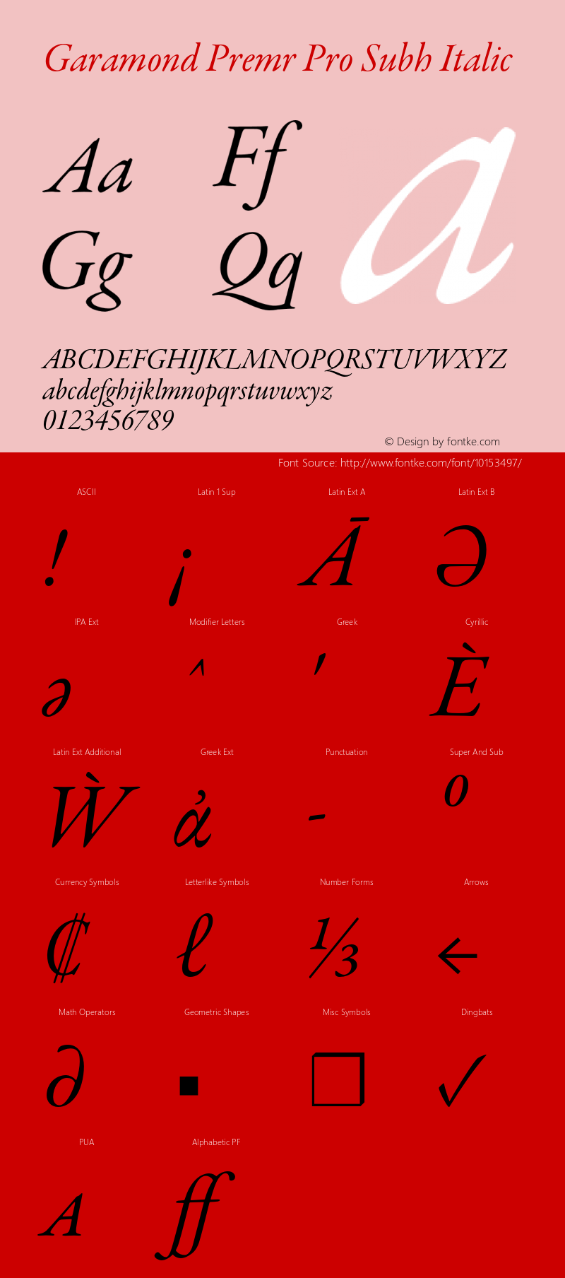 Garamond Premr Pro Subh Italic Version 1.014;PS 001.000;Core 1.0.38;makeotf.lib1.6.6565 Font Sample