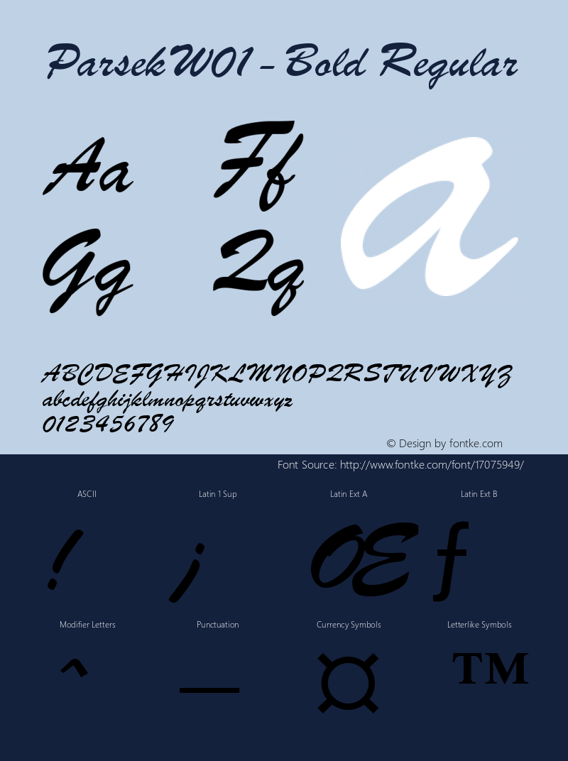 ParsekW01-Bold Regular Version 1.00 Font Sample