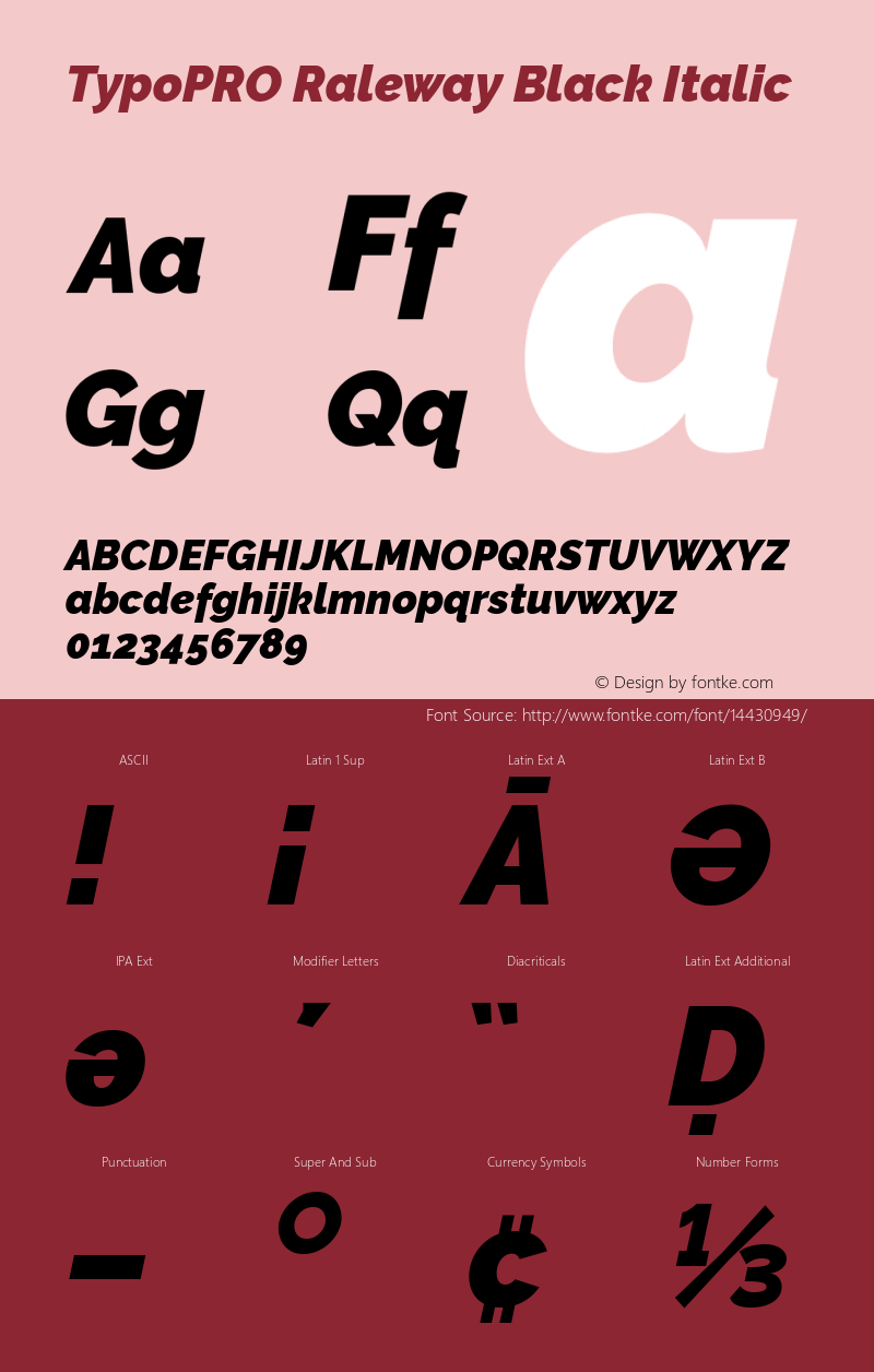 TypoPRO Raleway Black Italic Version 3.000; ttfautohint (v0.96) -l 8 -r 28 -G 28 -x 14 -w 