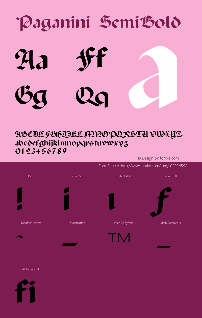 Paganini SemiBold Version 001.012 Font Sample