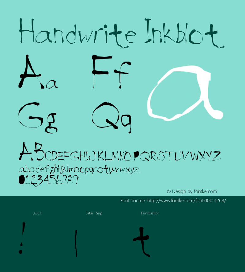 Handwrite Inkblot Altsys Fontographer 4.0.3 03.06.1994 Font Sample