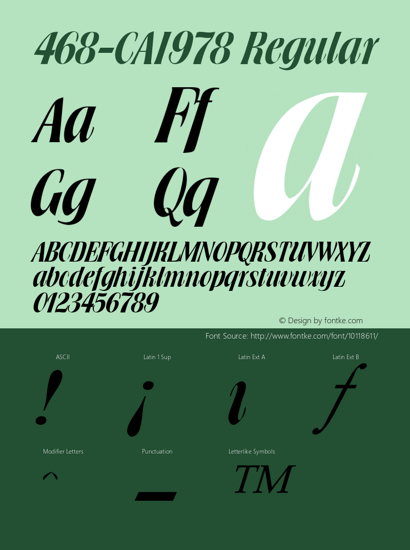 468-CAI978 Regular Version 1.00 January 1, 1904, initial release Font Sample