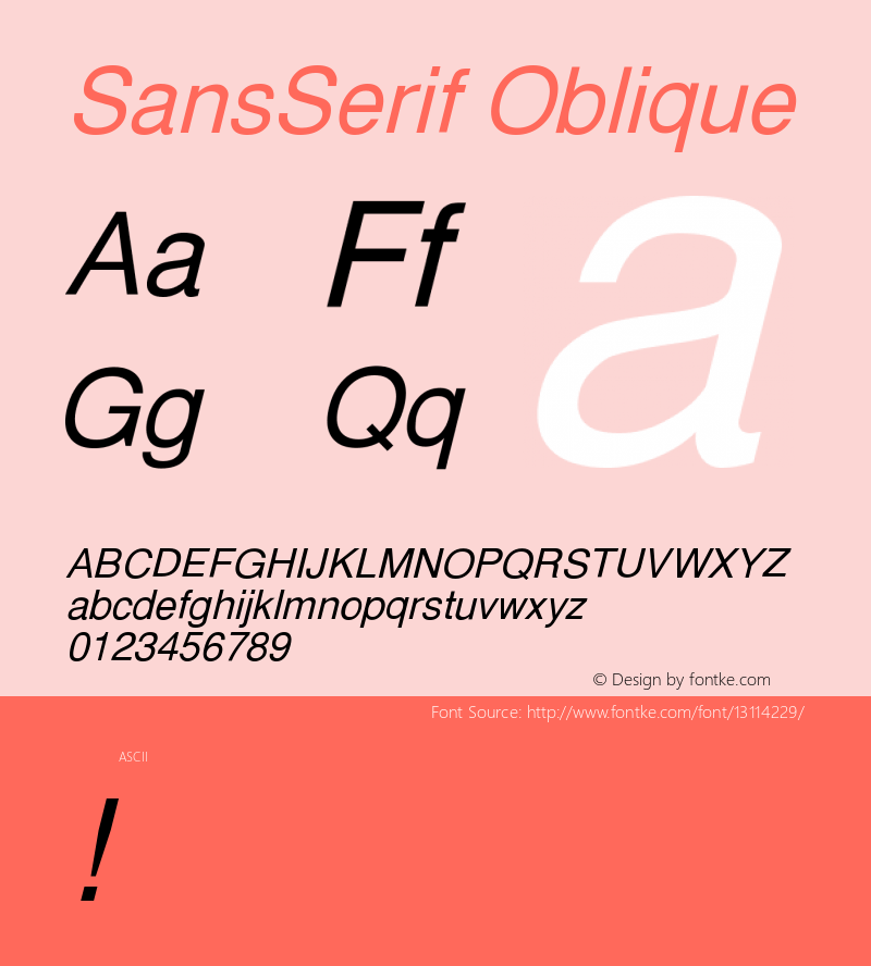 SansSerif Oblique Version 001.000 Font Sample