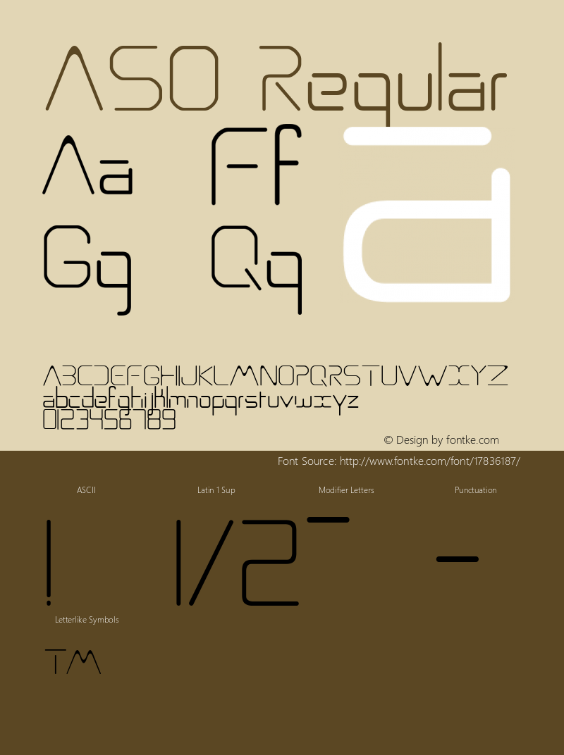 ASO Regular Version 1.000 2010 initial release Font Sample