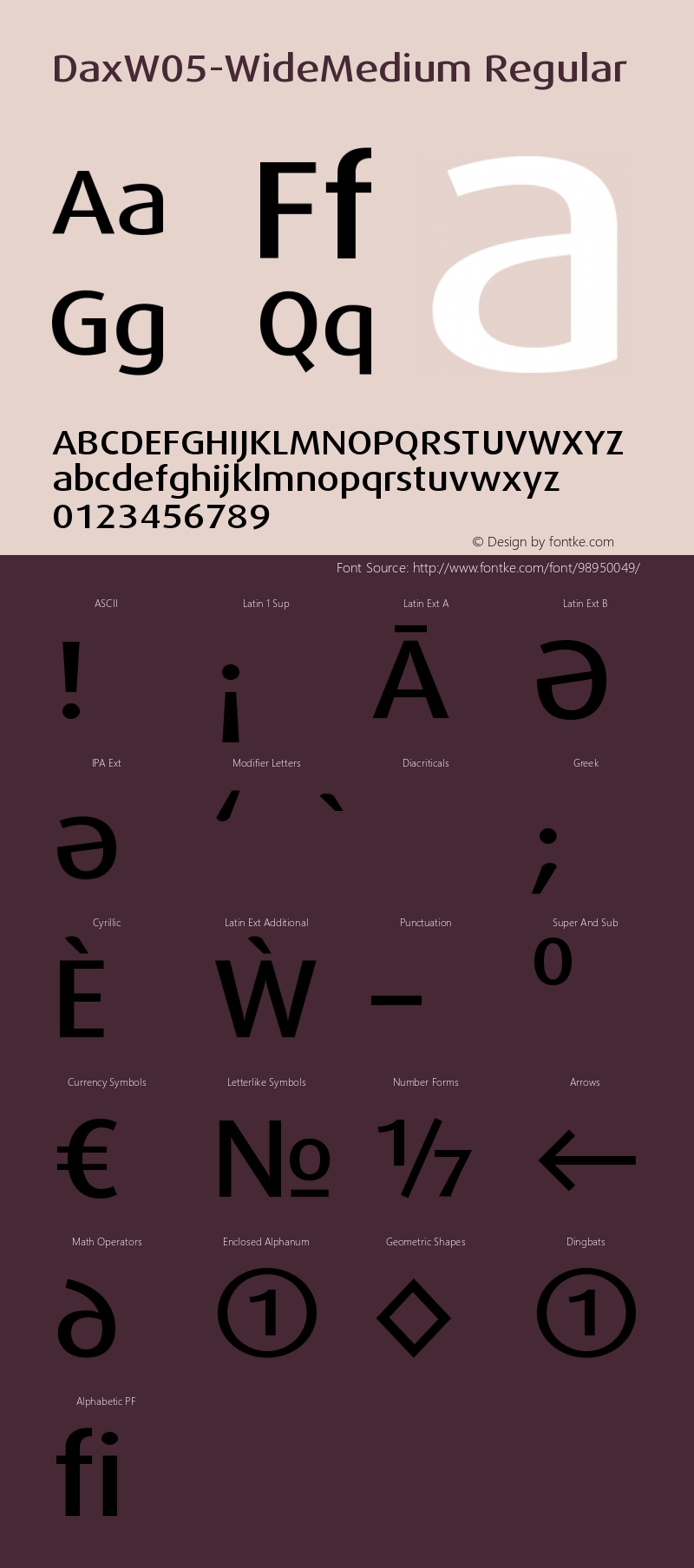 Dax W05 Wide Medium Version 7.504 Font Sample