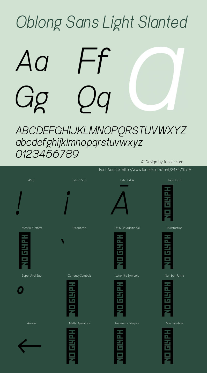 Oblong Sans Light Slanted Version 1.000 | web-ttf图片样张