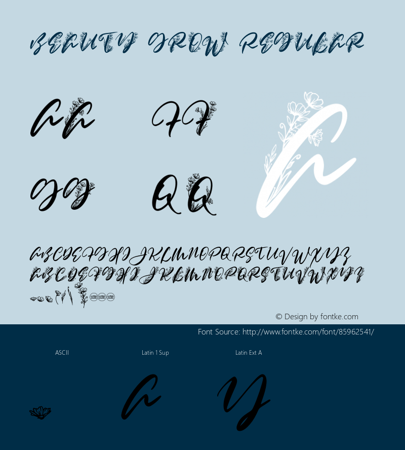 Beauty Grow Version 1.00;October 20, 2020;FontCreator 12.0.0.2567 64-bit Font Sample