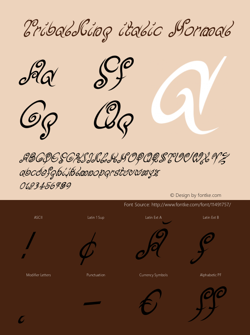 TribalKing italic Normal Version 001.001 Font Sample