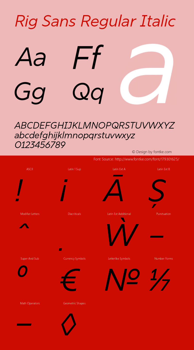 Rig Sans Regular Italic Version 1.000;FEAKit 1.0图片样张