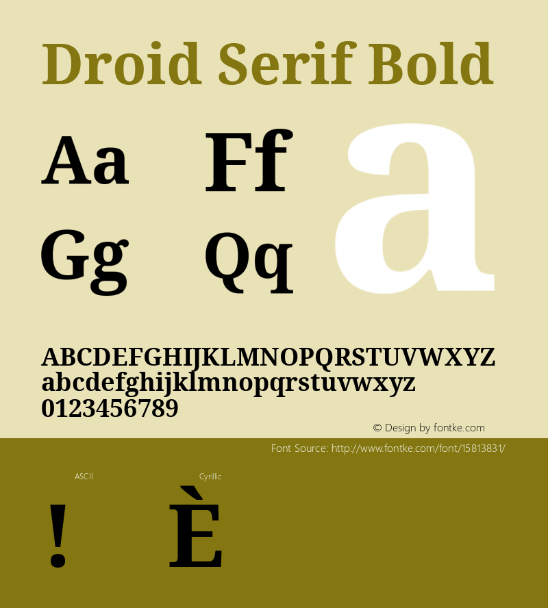 Droid Serif Bold Version 1.00 build 113; ttfautohint (v1.4.1) Font Sample